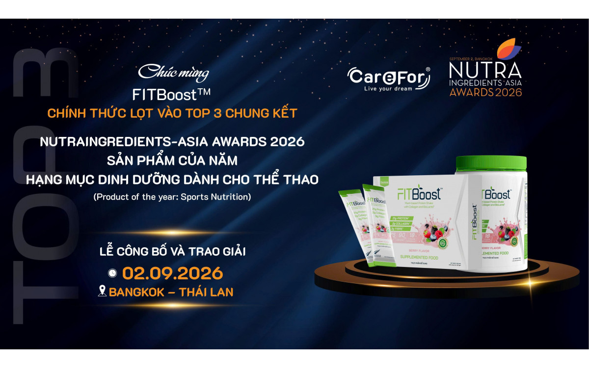TPBS FITBoost™ - Giải Thưởng Quốc Tế "SẢN PHẨM CỦA NĂM 2026" - Nutra Ingredients Asia Awar