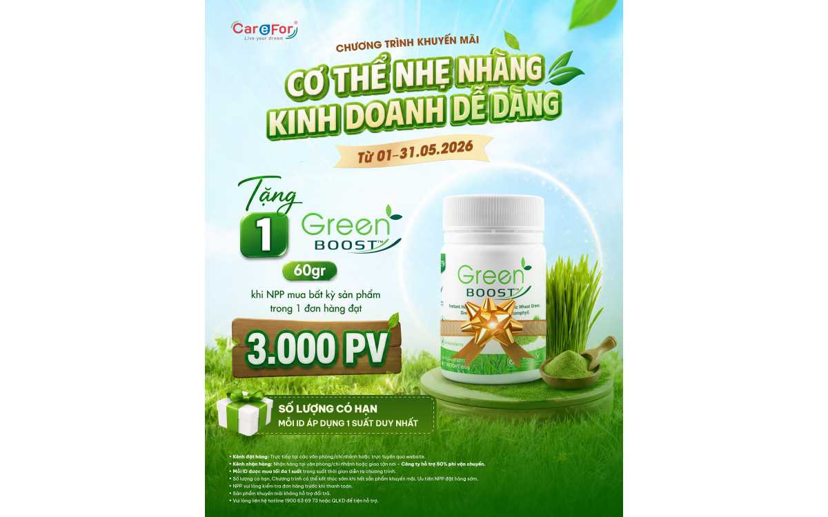 CHƯƠNG TRÌNH ƯU ĐÃI THÁNG 5: "CƠ THỂ NHẸ NHÀNG - KINH DOANH DỄ DÀNG"