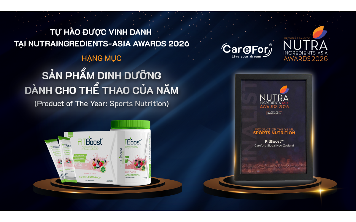 TPBS FITBoost™ của Care For Việt Nam được vinh danh tại NutraIngredients Asia Awards 2026