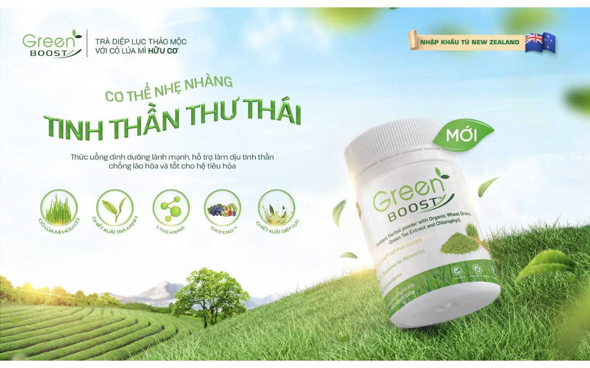 TRÀ DIỆP LỤC THẢO MỘC GREENBOOST - CƠ THỂ NHẸ NHÀNG, TINH THẦN THƯ THÁI