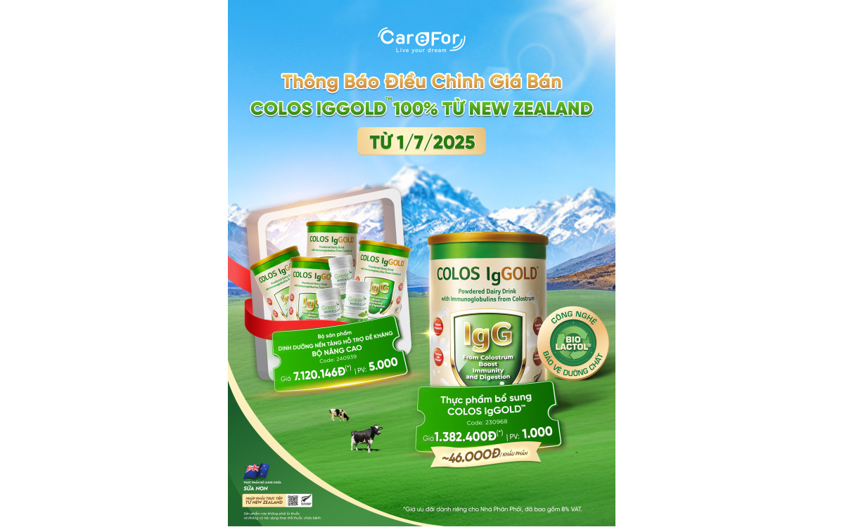 THÔNG BÁO ĐIỀU CHỈNH GIÁ COLOS IGGOLD™ TỪ NGÀY 01/07/2025