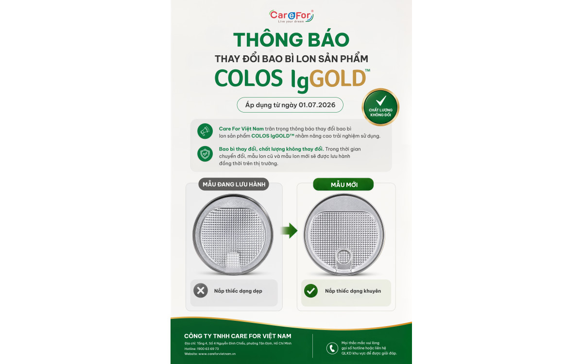 THÔNG BÁO THAY ĐỔI MẪU NẮP THIẾC SẢN PHẨM LON COLOS IgGOLD