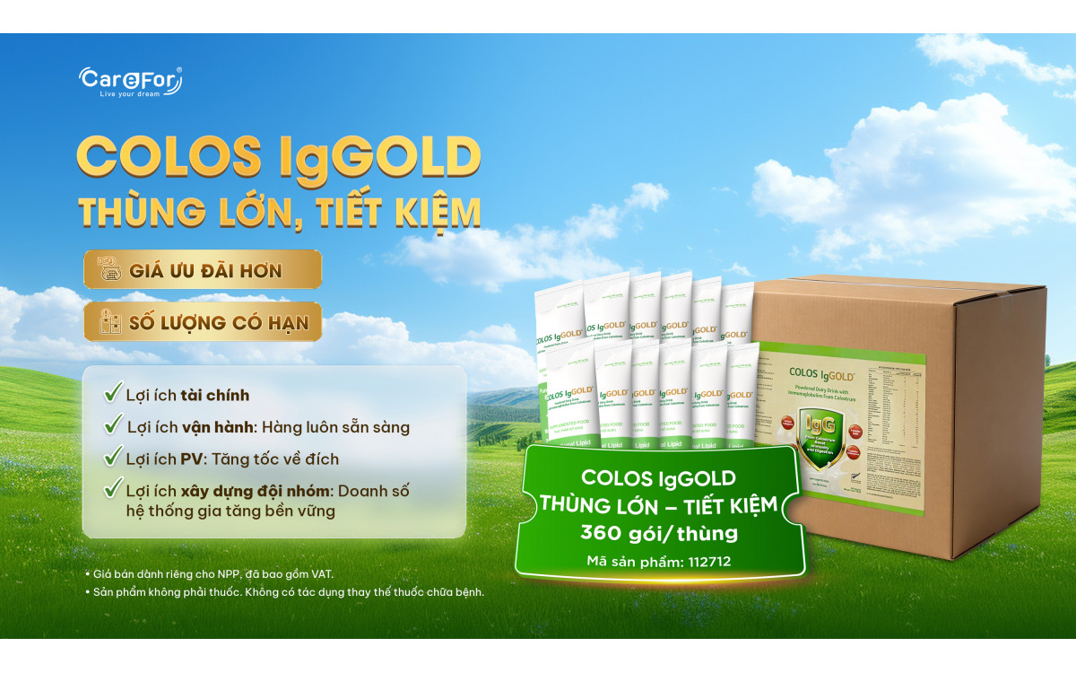 [THÔNG BÁO MỞ BÁN] COLOS IgGOLD - THÙNG LỚN, TIẾT KIỆM
