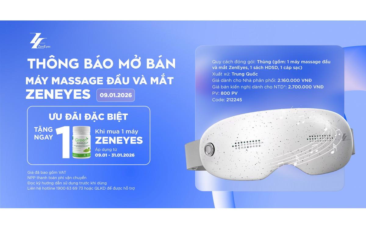 THÔNG BÁO MỞ BÁN MÁY MASSAGE ĐẦU & MẮT ZENEYES | 09.01.2026