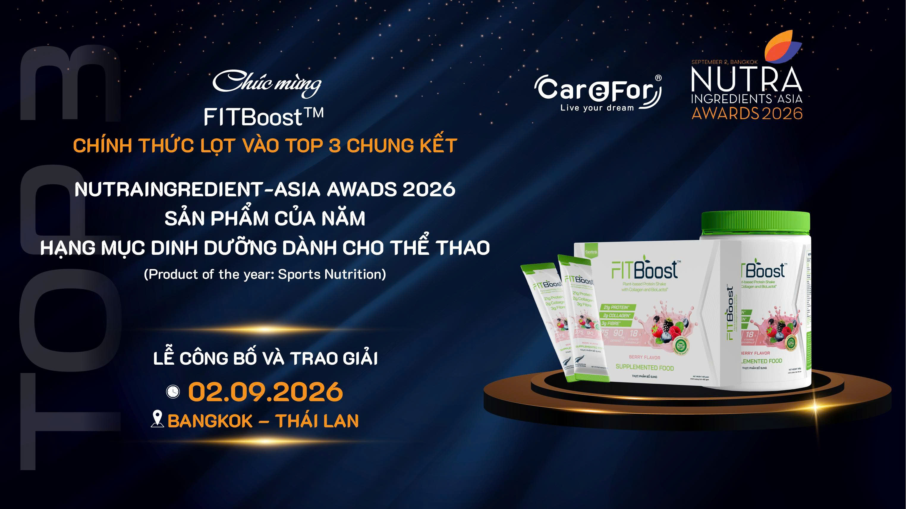 TPBS FITBoost™ - Giải Thưởng Quốc Tế "SẢN PHẨM CỦA NĂM 2026" - Nutra Ingredients Asia Award